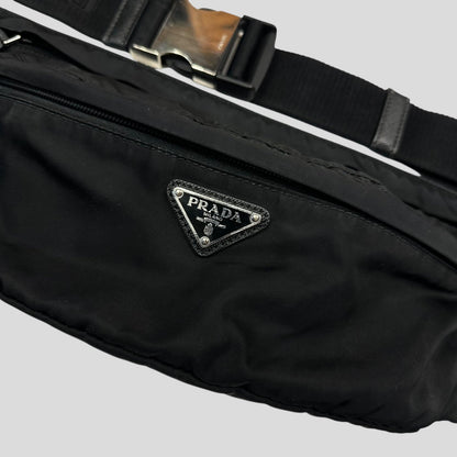 Prada Milano Plaque Logo Black Nylon Crossbody Beltbag