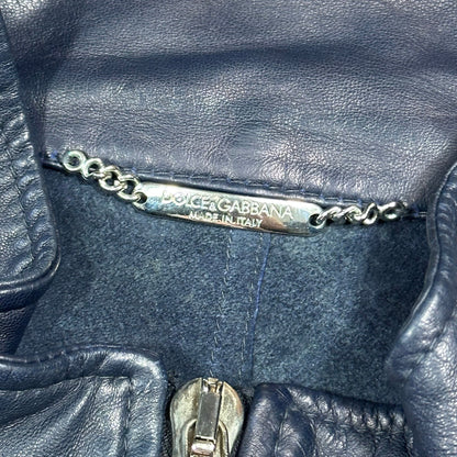 Dolce & Gabanna 00’s Blue Premium Leather Bomber Jacket - IT58 (XL)