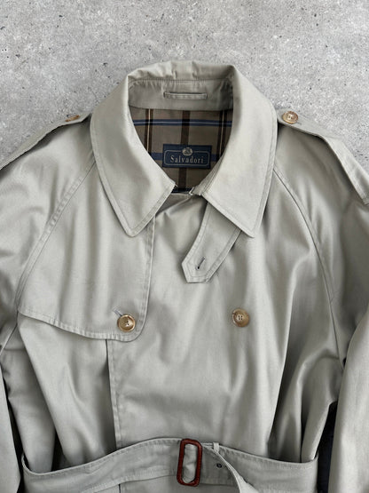 Italian Vintage Double Breasted Belted Trench Coat - XL