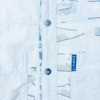 Vintage 2000s Armani Jeans Text Print Long Sleeve Button Up Shirt Size M | Medium, Blue