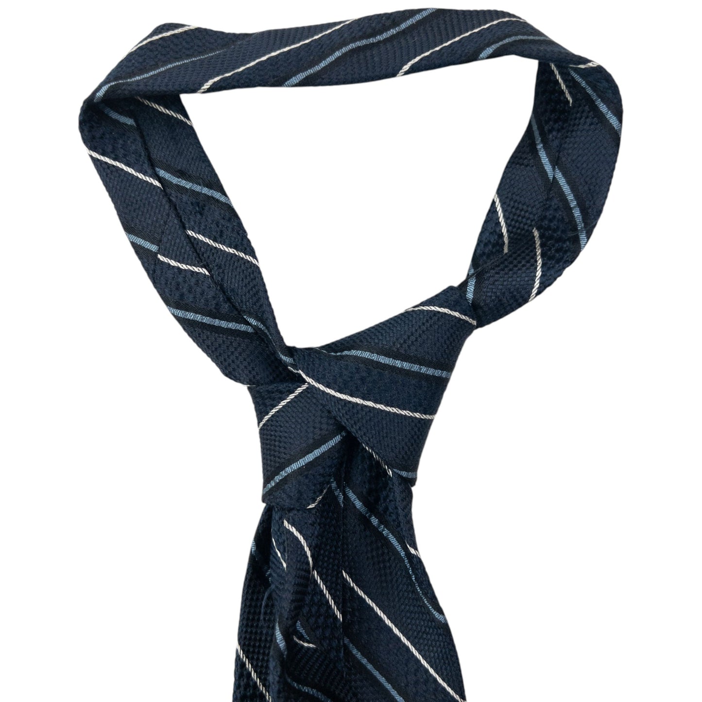 Vintage 90s Issey Miyake Striped Silk Tie | O/S, Navy