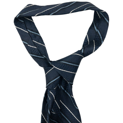 Vintage 90s Issey Miyake Striped Silk Tie | O/S, Navy