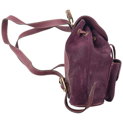 Vintage 80s Gucci Bamboo Suede Bucket Backpack | O/S, Brown