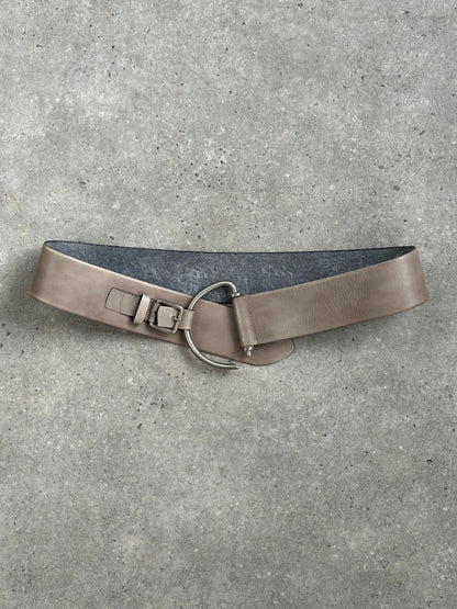 Vintage 1990s Leather Chunky D Ring Belt - One size