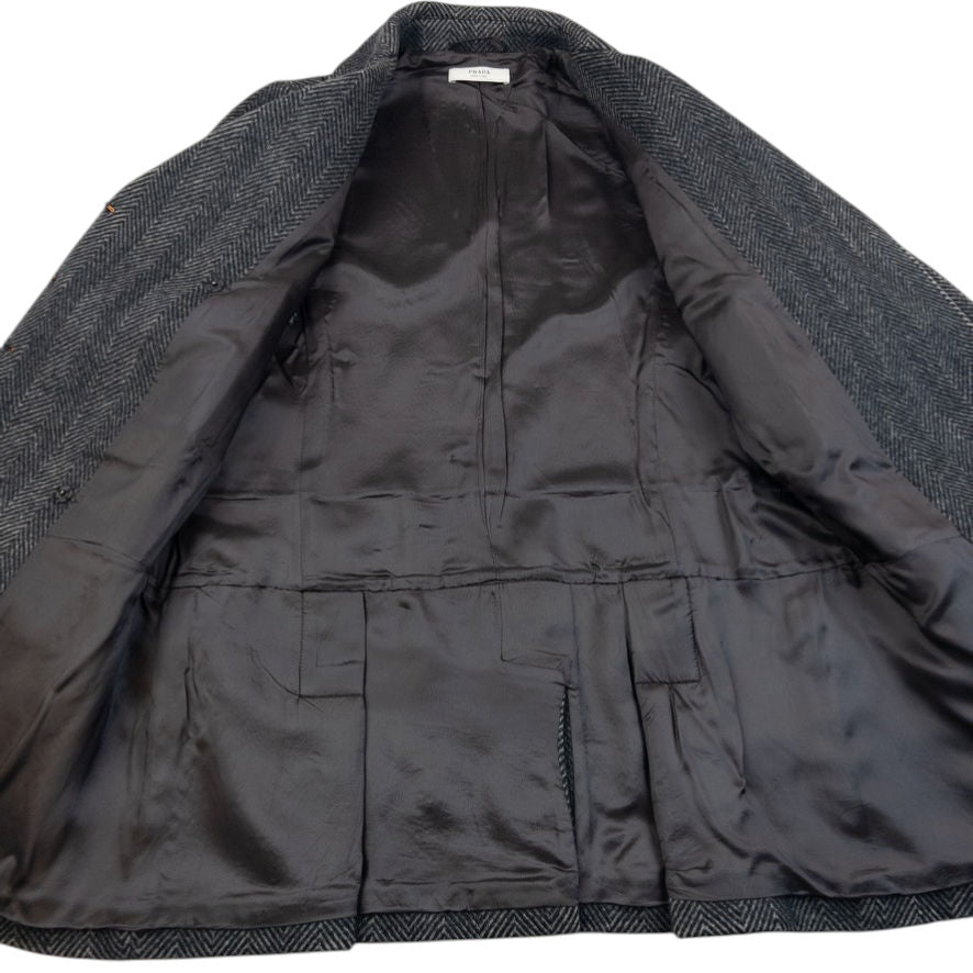 Vintage 2000s Prada Pattern Wool Jacket Womens Size L | Large, Grey