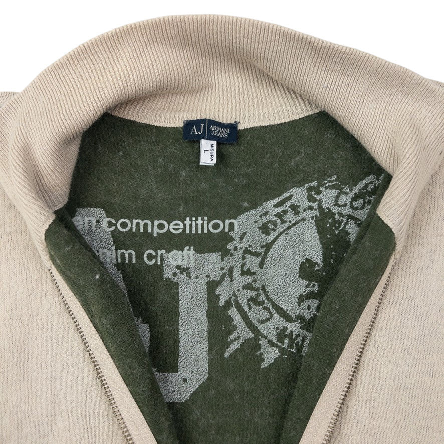 Vintage Armani Jeans Reversible Zip Up Jumper Size S