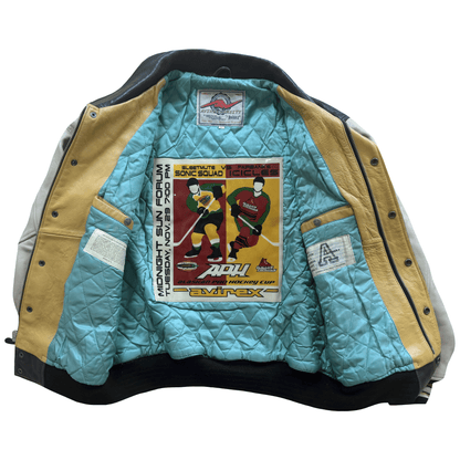 Avirex 'Sonic Squad' Leather Varsity Jacket - L | Large, Black