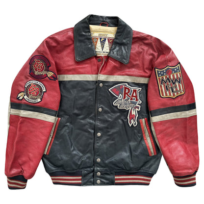 Avirex Red Axes Leather Varsity Jacket - M