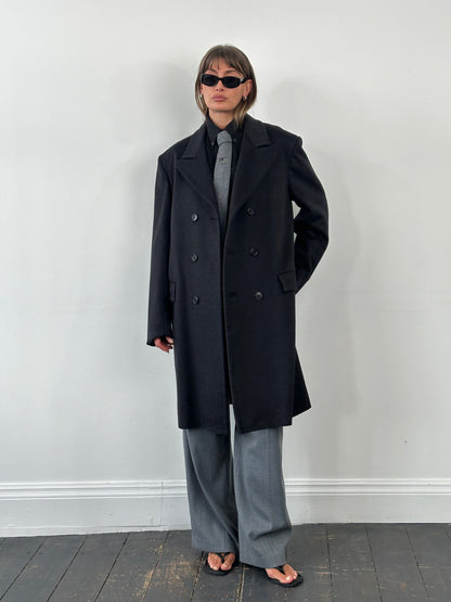 Italian Vintage 1980s Wool Double Breasted Coat - XL