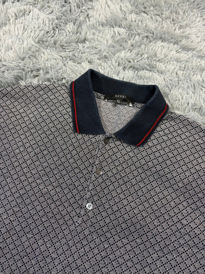 Gucci 2011 Cross Monogram Web Stripe Polo Shirt - L | O/S, Grey