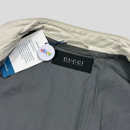 Gucci 2010 Nappa Leather Café Racer Perforated Panelled Biker Jacket - IT54 (L) | Default Title, White