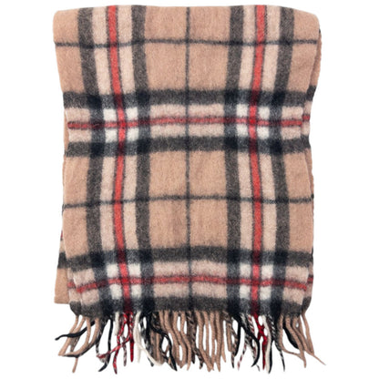 Vintage Burberry Nova Check Wool Tassel Scarf | O/S, Beige