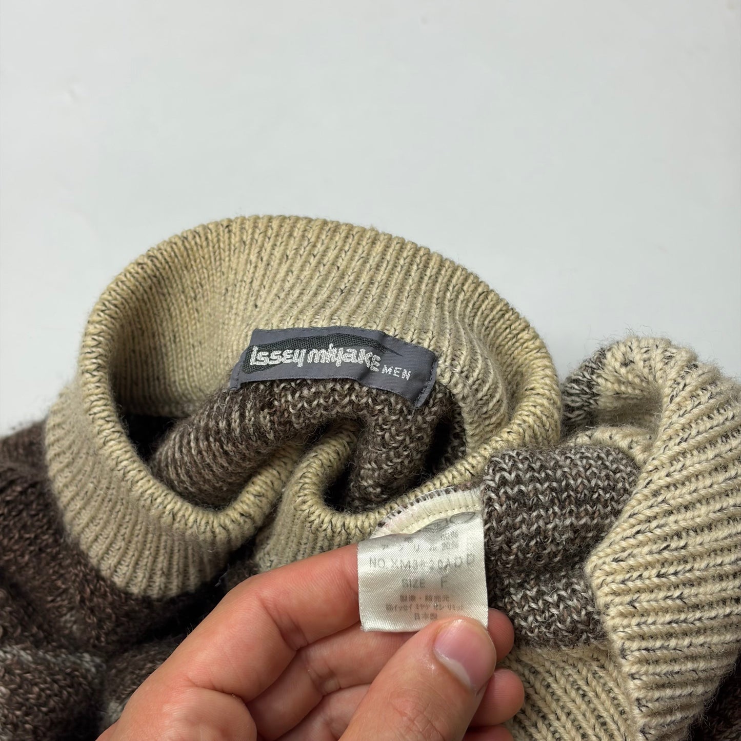 Issey Miyake MEN 1988 Heavy 3D Abstract Knit Jumper - M | Default Title, Brown and Beige