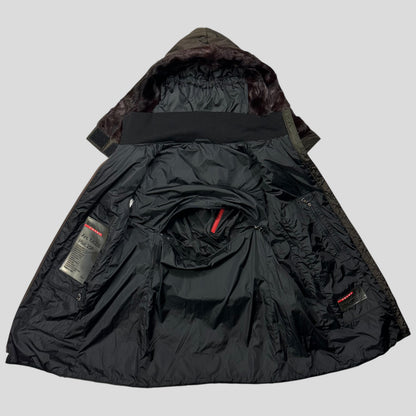 Prada Sport AW00 7 in 1 Nylon Padded Goat Fur Modular Bag Jacket - IT42 (S) | Default Title, Khaki