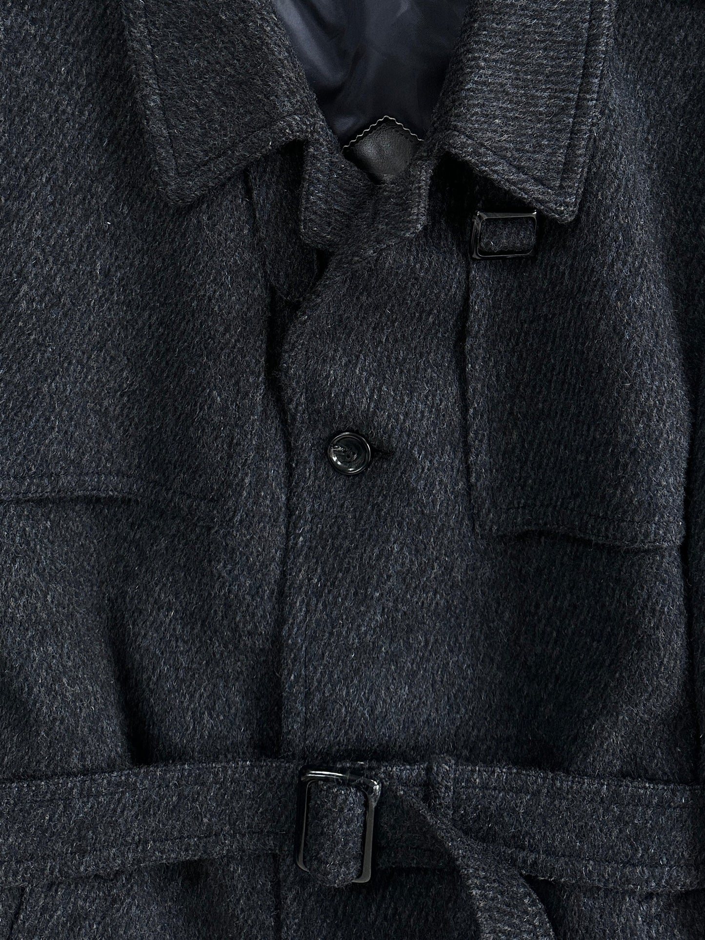 Vintage Pure Brushed Wool Belted Coat - XL