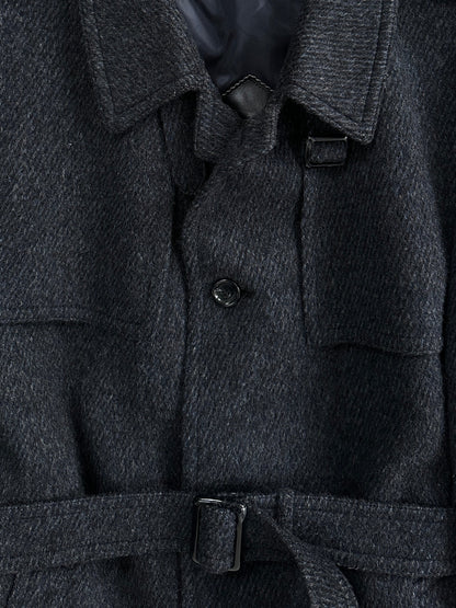Vintage Pure Brushed Wool Belted Coat - XL