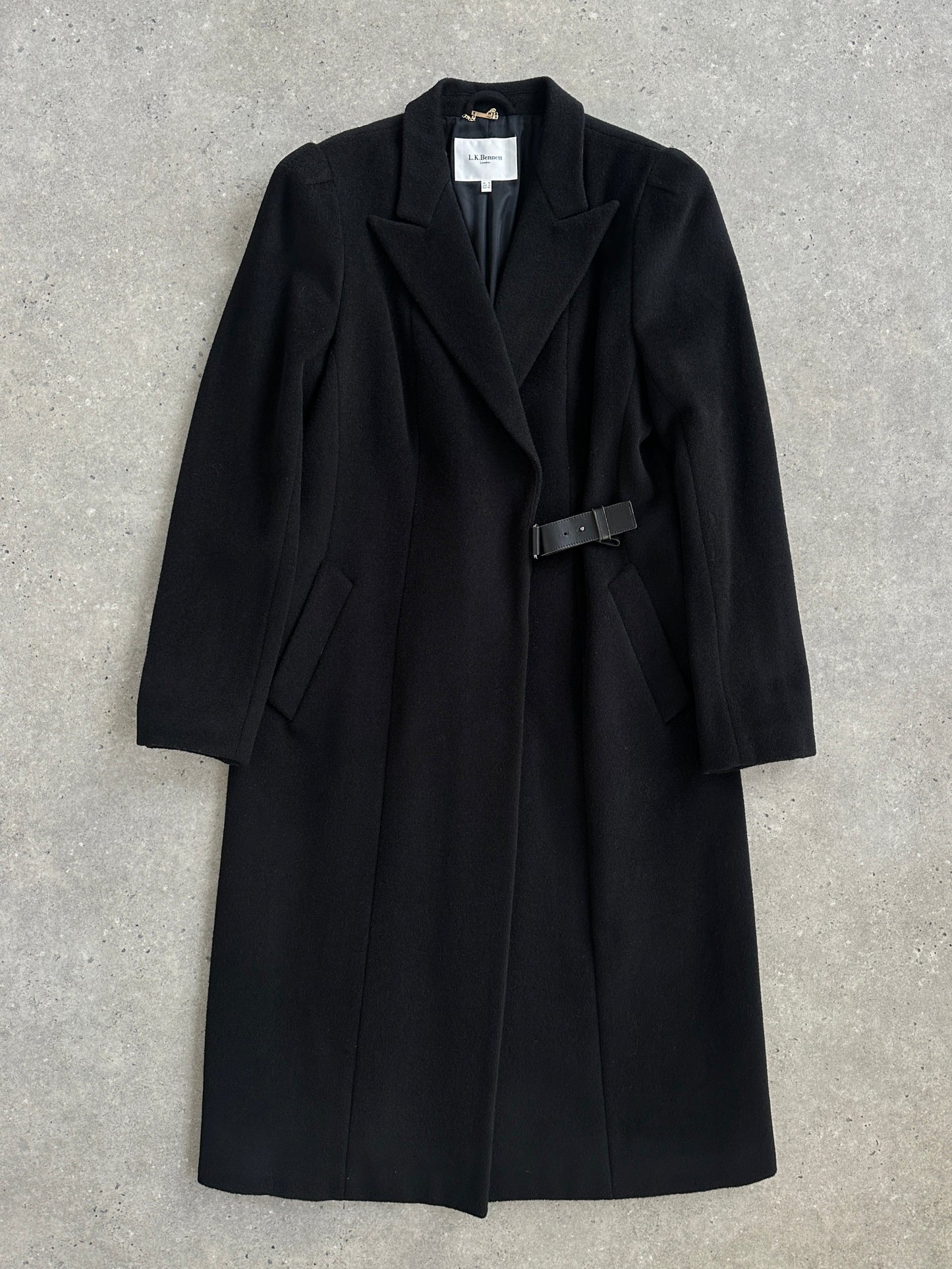 L.K. Bennett Pure Wool Minimal Wrap Coat - M