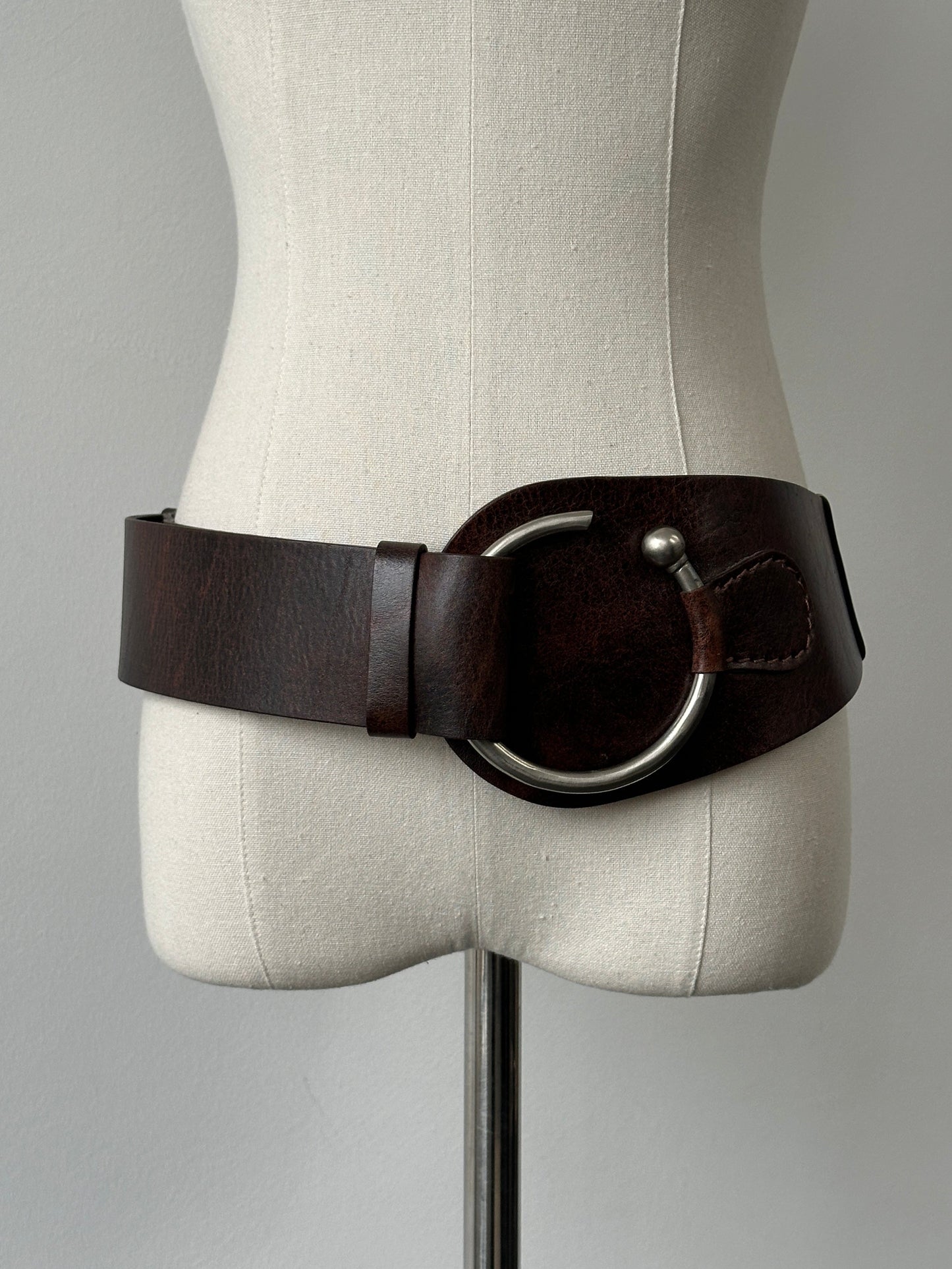 Vintage 2000s Leather Chunky Belt - One size