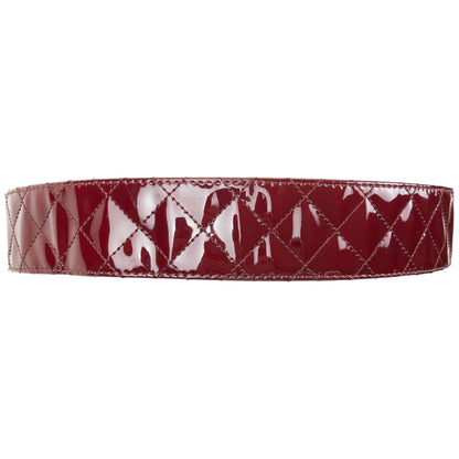 Vintage 2000s Burberry Quilted Patent Leather Belt Size L | O/S, Burgundy