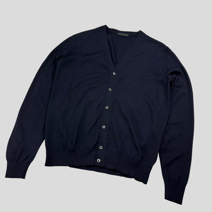 Prada Milano 2017 Virgin Wool Minimalist Navy Cardigan - IT50 | Default Title, Navy