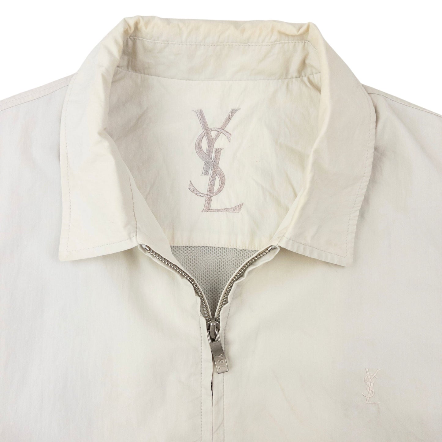 Vintage 90s YSL Yves Saint Laurent Harrington Jacket Size S | Small, Cream