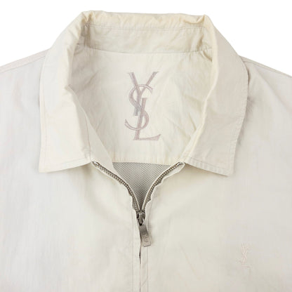 Vintage 90s YSL Yves Saint Laurent Harrington Jacket Size S | Small, Cream