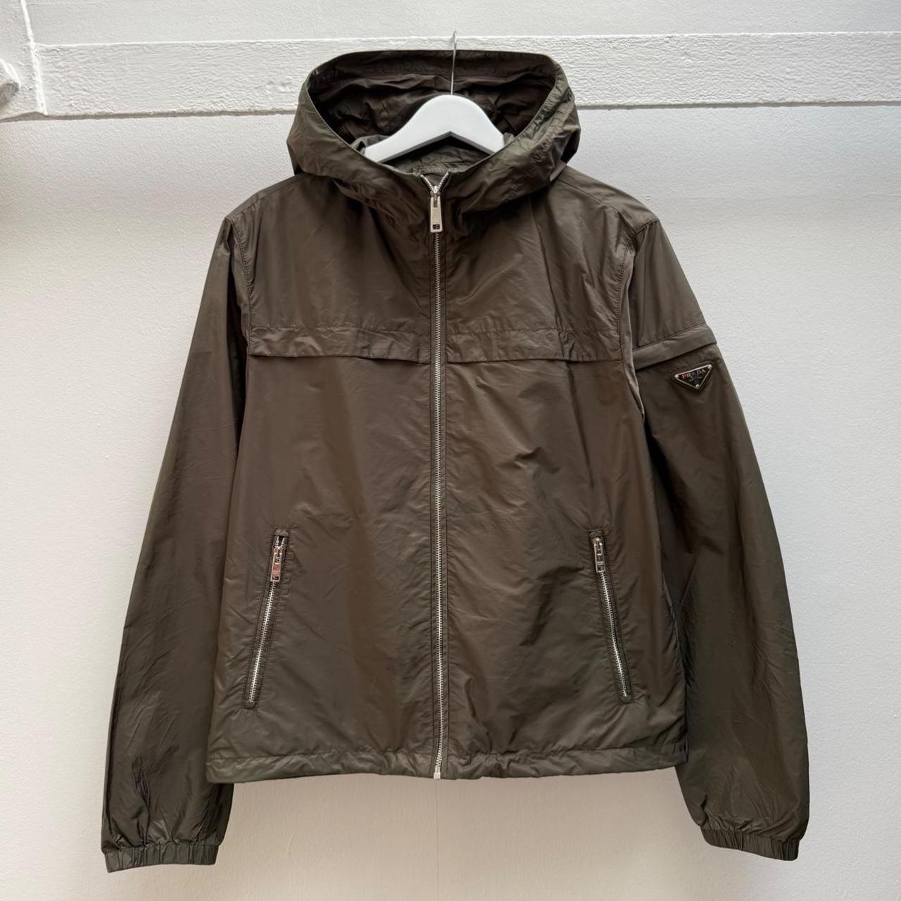 Prada Nylon Shell Jacket in Khaki Green (L) | Large, Green