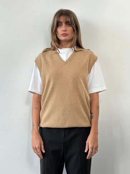 Vintage Scottish Pure Wool Sleeveless Vest Jumper - L