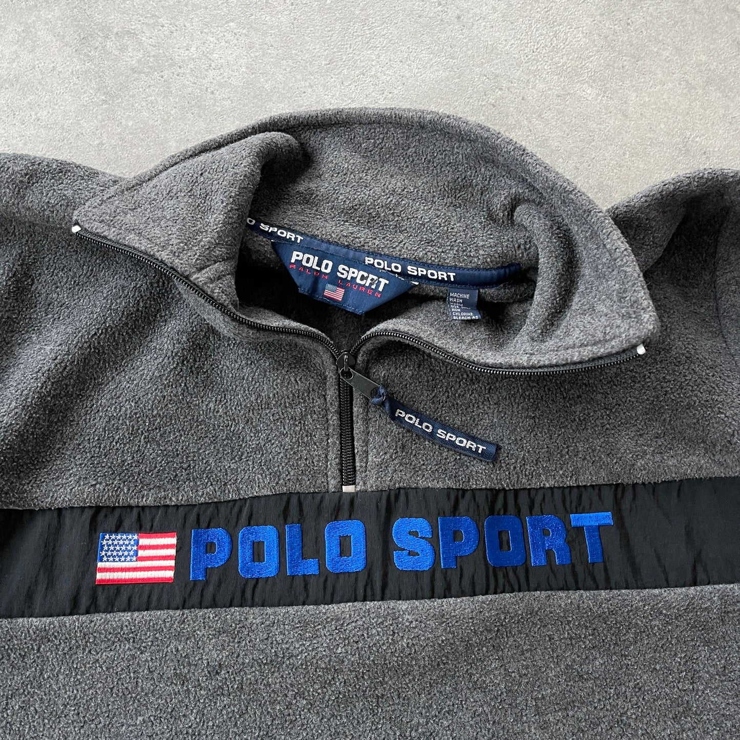 Polo Sport Ralph Lauren 1990s technical 1/4 zip spellout fleece (M)