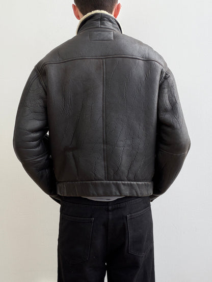 Armani Jeans 90s Sheepskin Leather Jacket | O/S, Black