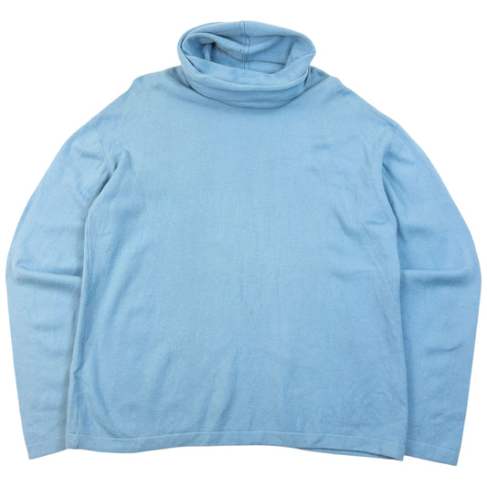 Vintage 90s Yohji Yamamoto Wool Turtleneck Jumper Size M | Medium, Blue