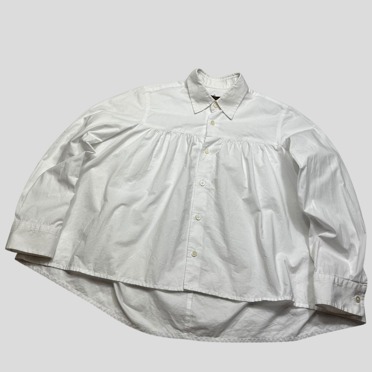 CDG Tricot 2019 Boxy Gathered Blouse Shirt - S-L | White