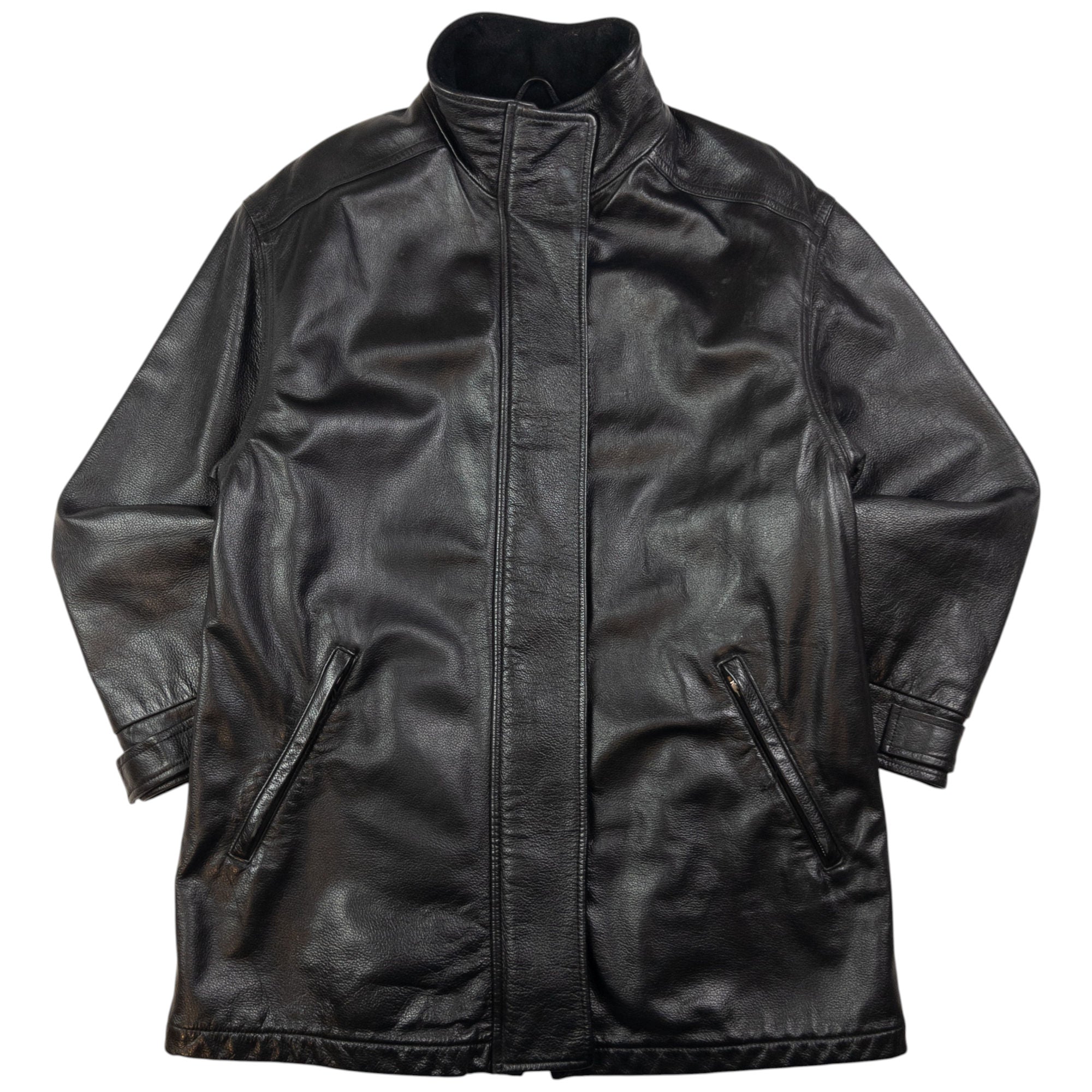 Vintage Armani Jeans Zip Up Leather Jacket Size M – Known Source