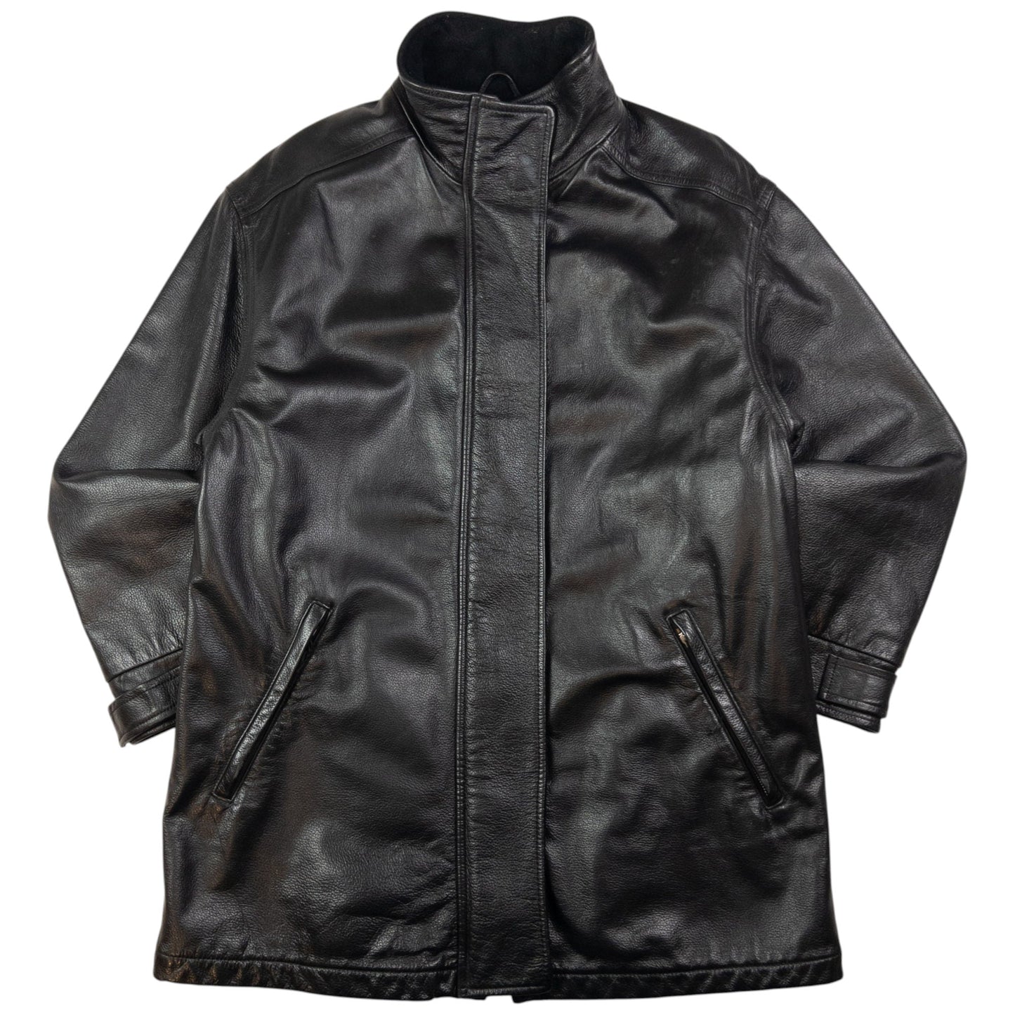 Vintage Armani Jeans Zip Up Leather Jacket Size M