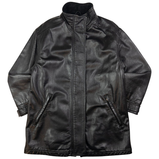 Vintage Armani Jeans Zip Up Leather Jacket Size M