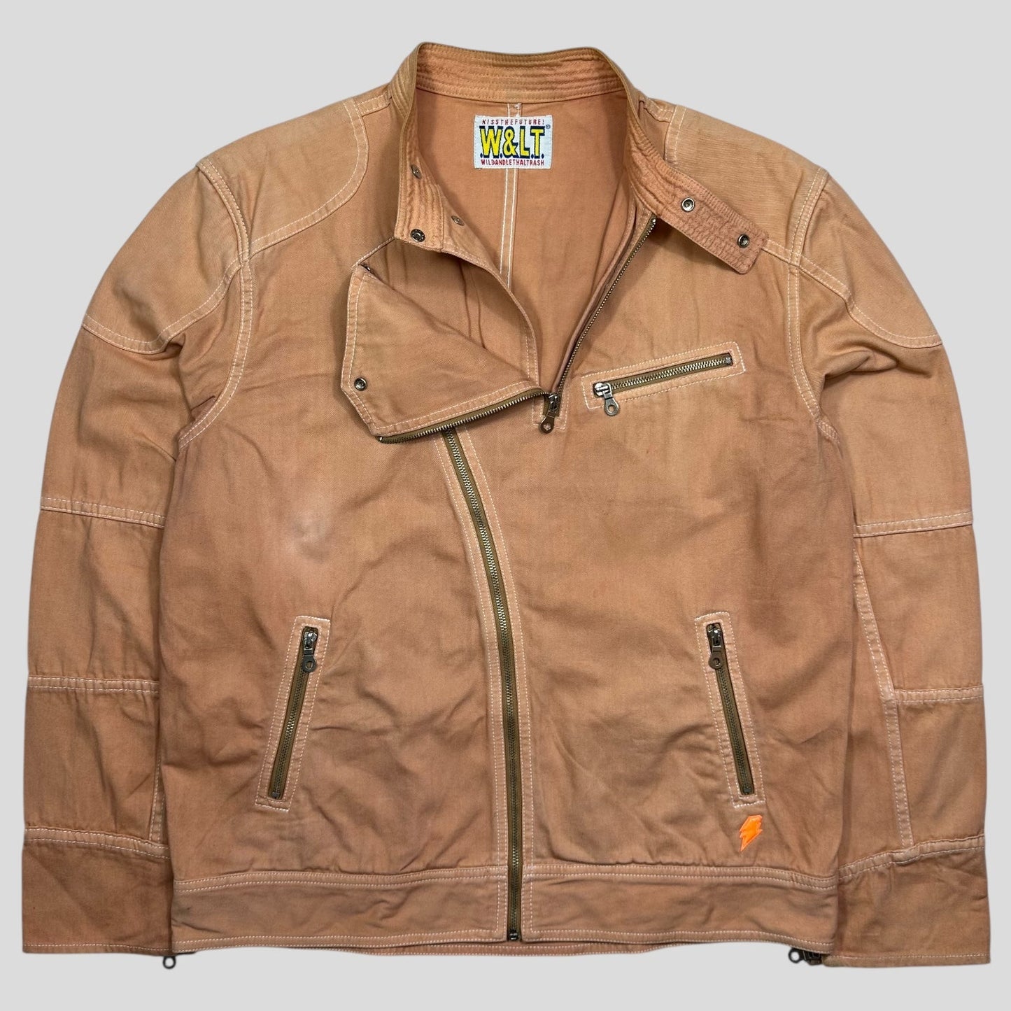 W+LT 1997 Peach Asymmetrical Heavy Cotton Moto Jacket - L