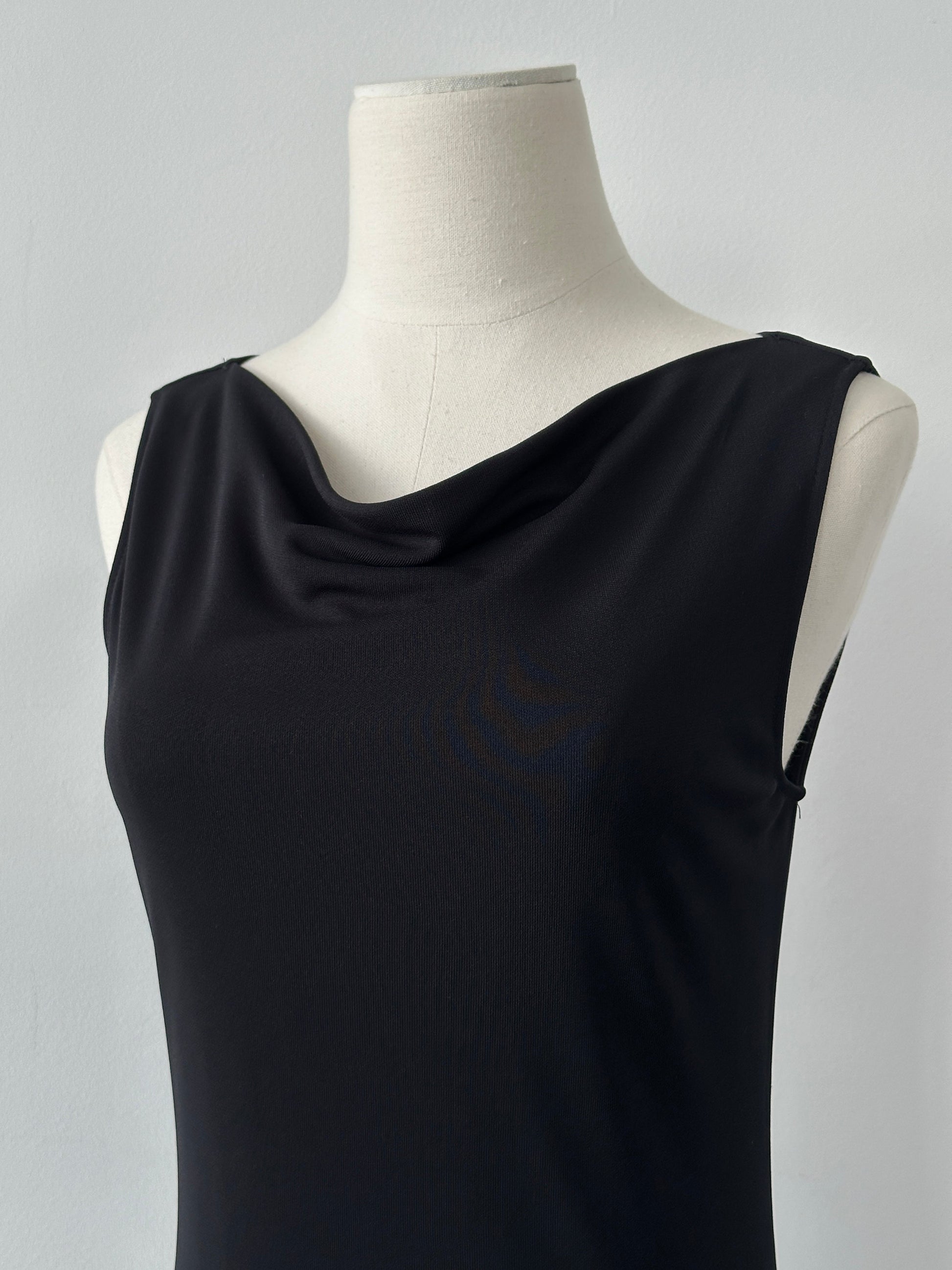 Vintage 1990s Sleeveless Cowl Neck Midi Dress - M