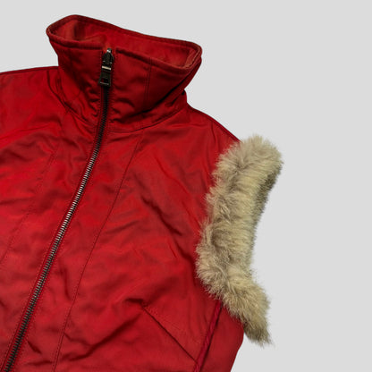 Prada Sport 00’s Ballistic Nylon Fox Fur Reversible Quilted Gilet - IT44 | O/S, Orange
