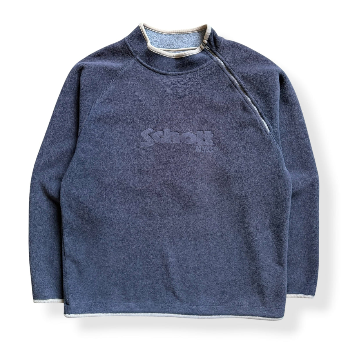 2000's Schott Asymmetric Zip Fleece Sweatshirt (L) | Large, Red