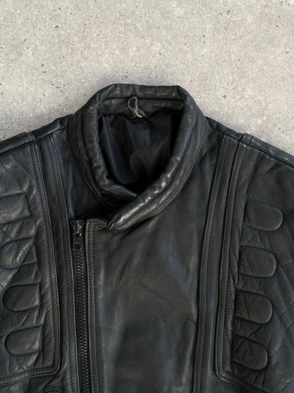 Vintage Structured Motorcycle Leather Jacket - L/XL
