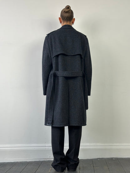 Vintage Pure Brushed Wool Belted Coat - XL