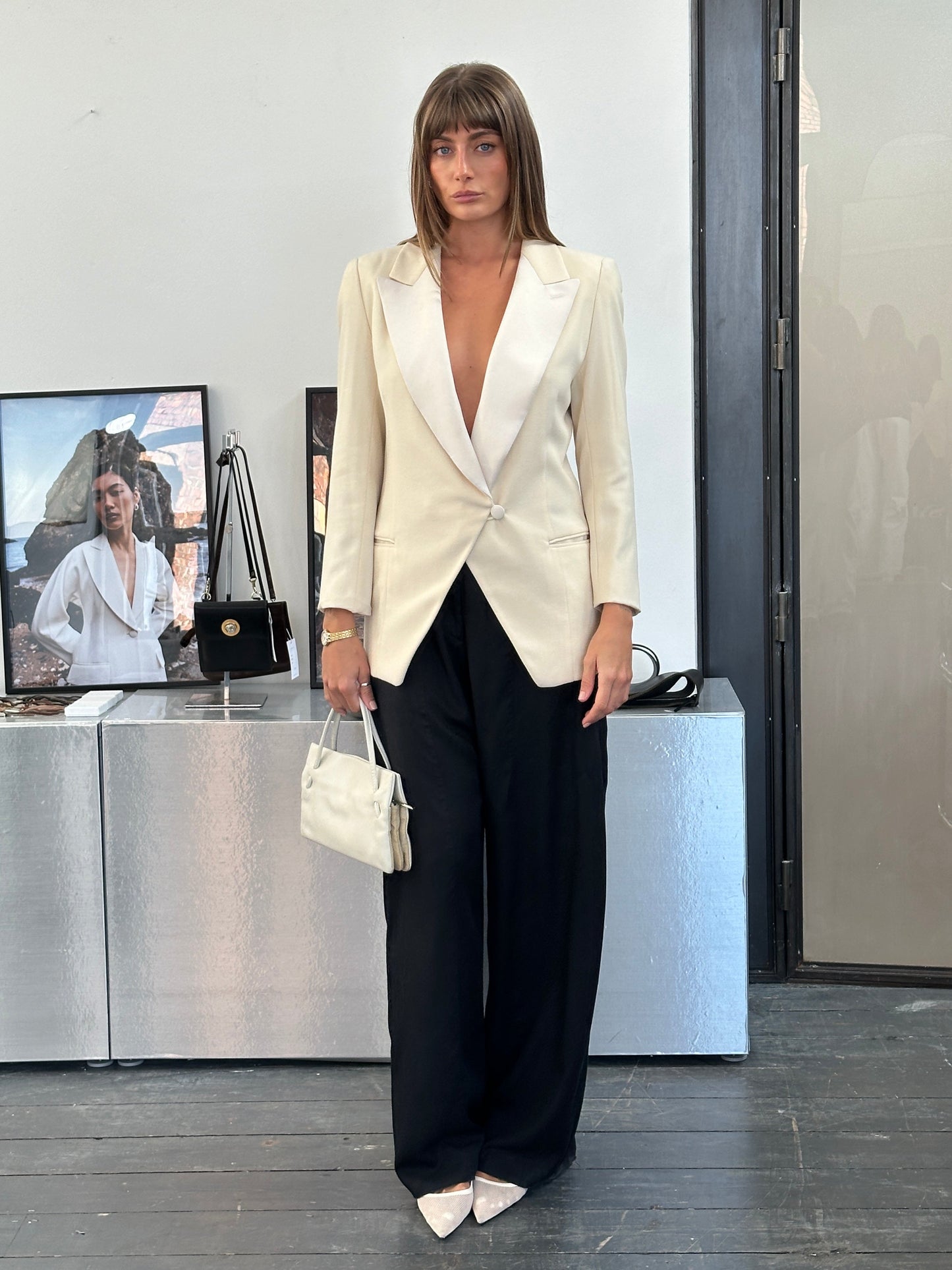 Giorgio Armani 1980s Wool Satin Tuxedo Blazer - S/M