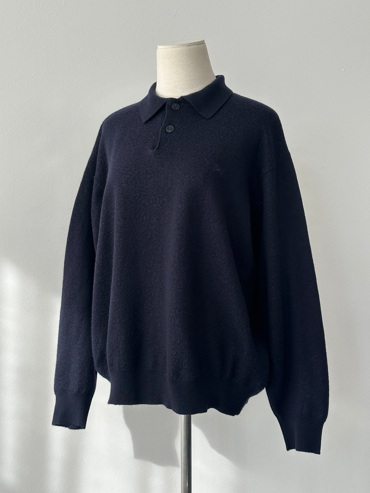 Burberry London 1990s Pure Wool Boxy Polo Jumper - M-L