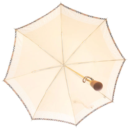 Vintage 90s Burberry Nova Check Trim Umbrella | O/S, Cream