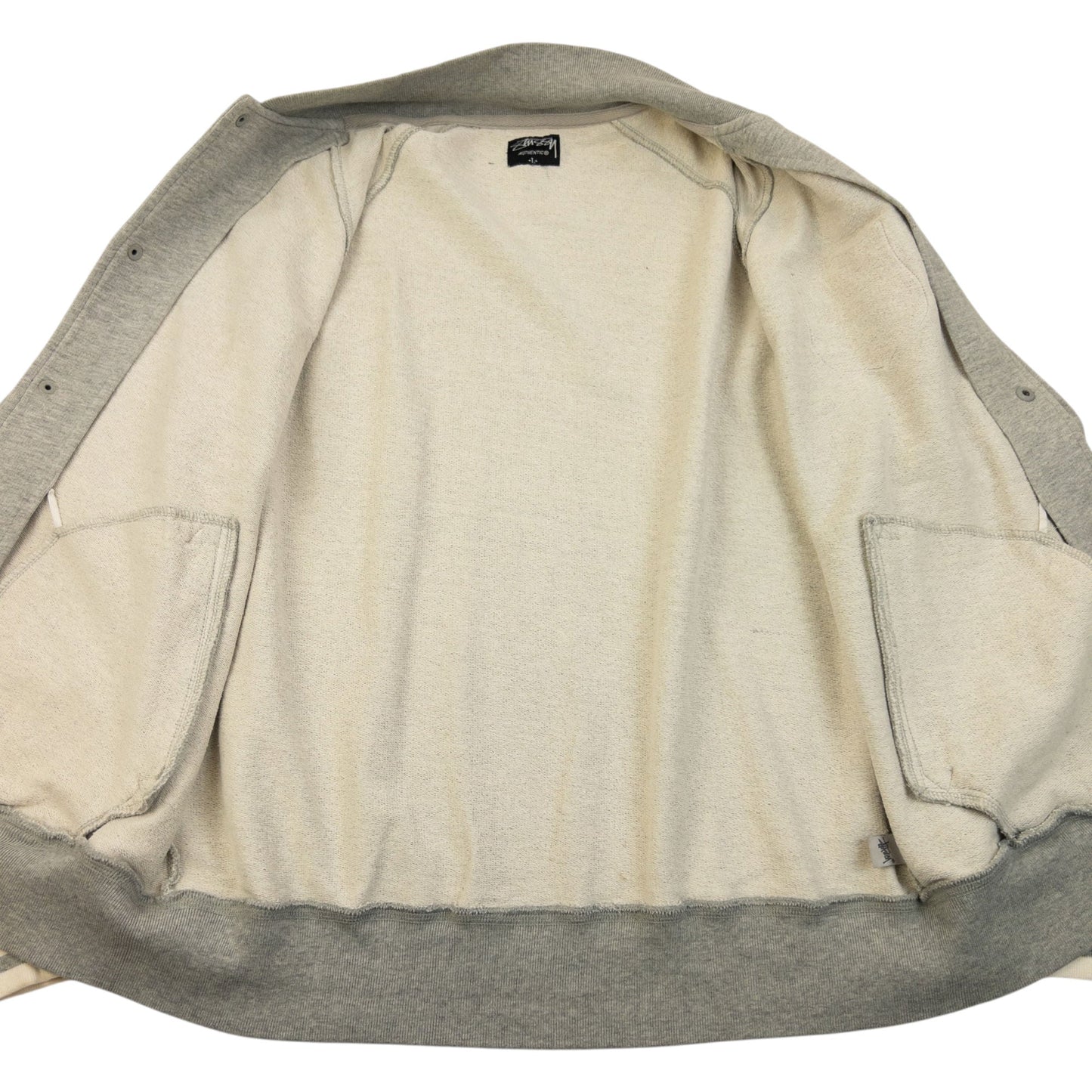 Vintage 2000s Stussy Varsity Button Up Jacket Size M | Medium, Grey
