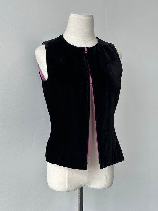 Mani 1990s Velvet Double Zip Waistcoat - S