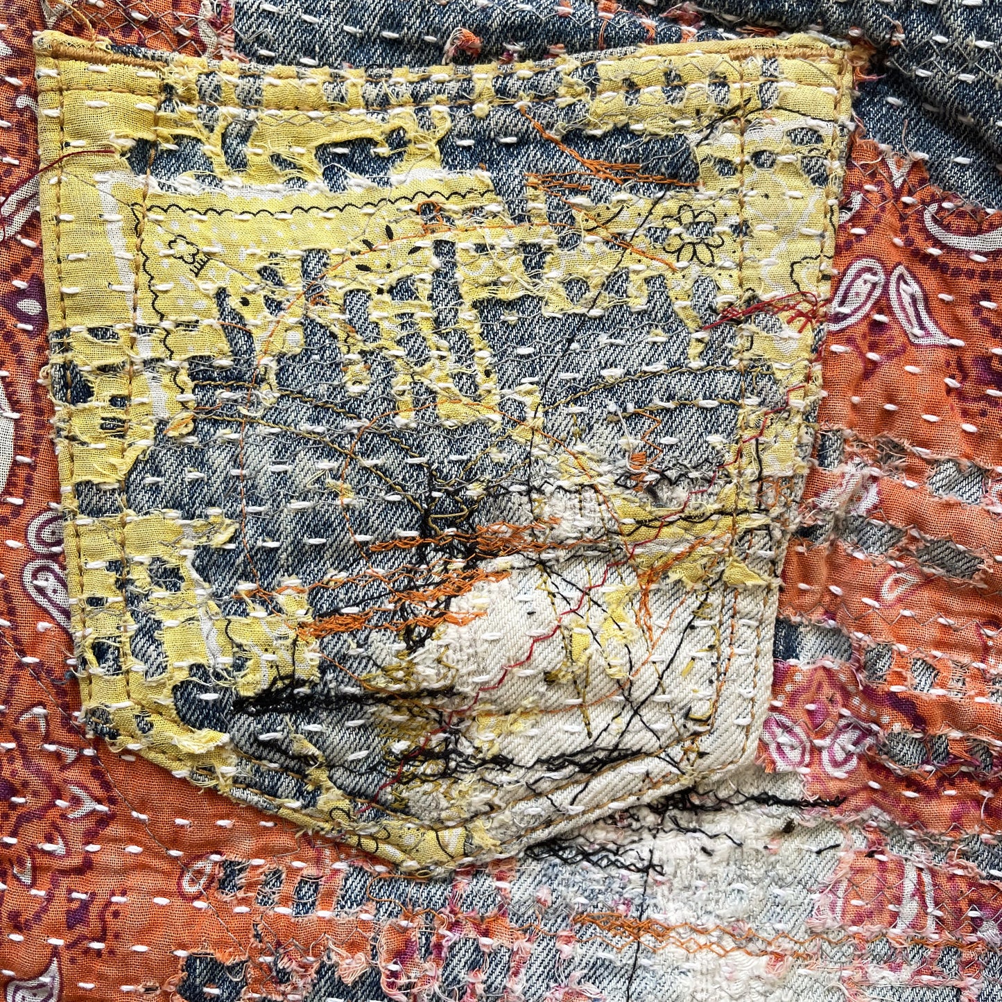 Boro Bandana Sashiko Distressed Jeans - W30"