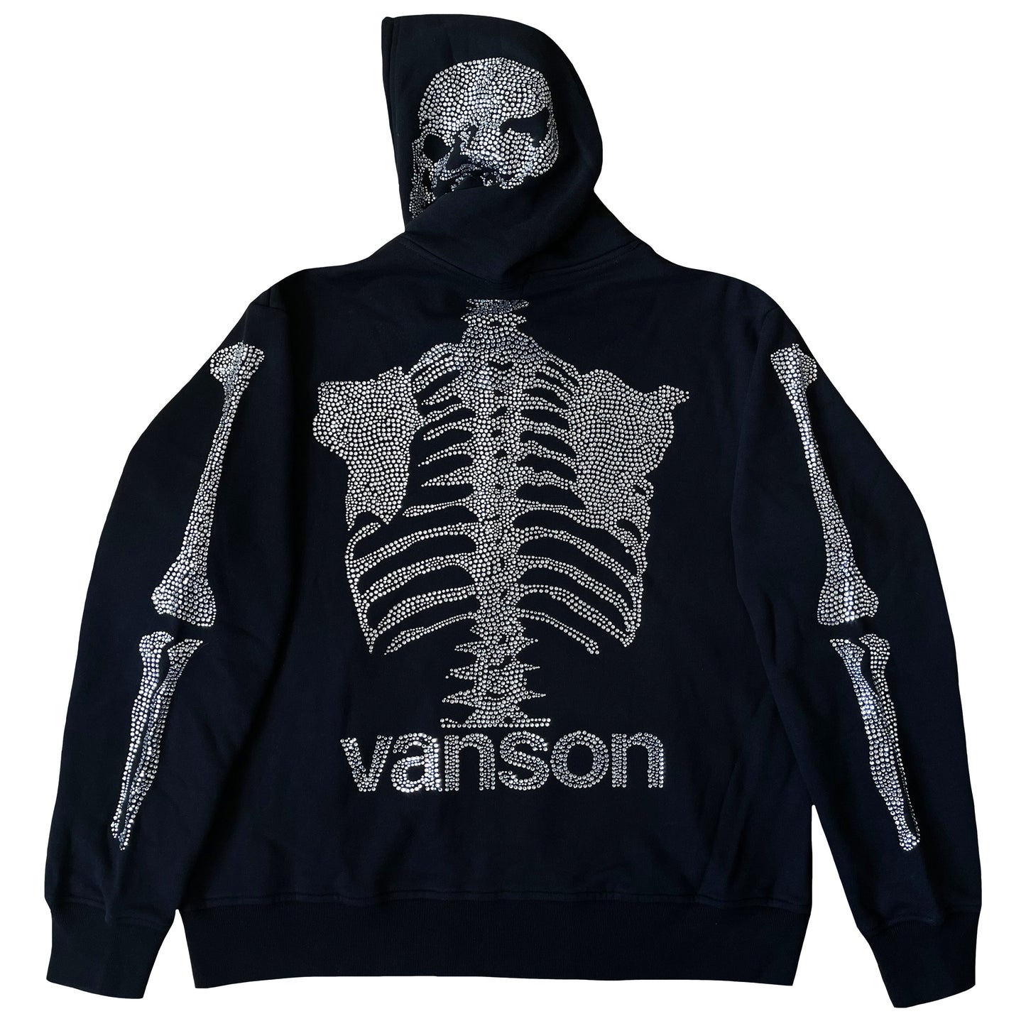 Vanson Leathers 50th Anniversary Rhinestone Skeleton Hoodie - XL | XL, Black