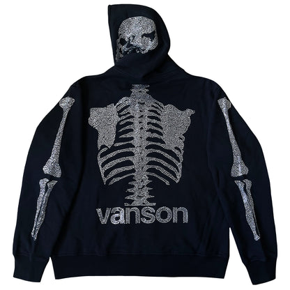 Vanson Leathers 50th Anniversary Rhinestone Skeleton Hoodie - XL | XL, Black