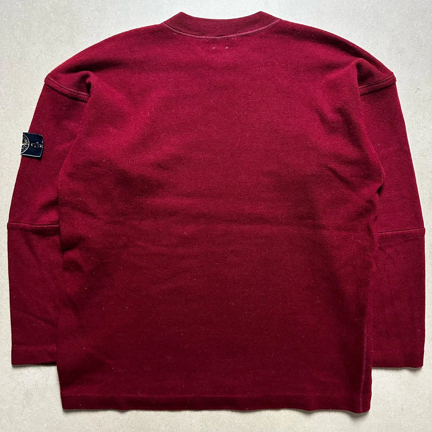 A/W 1988 Crimson Red Ribbed V-neck Sweater